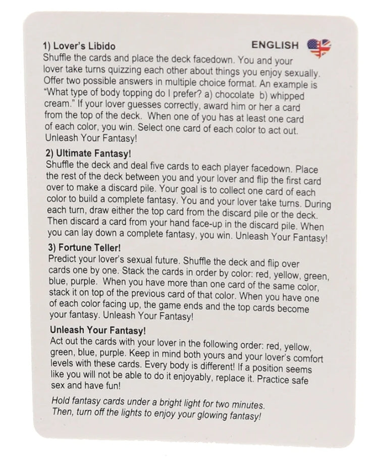 Sexual position cards.