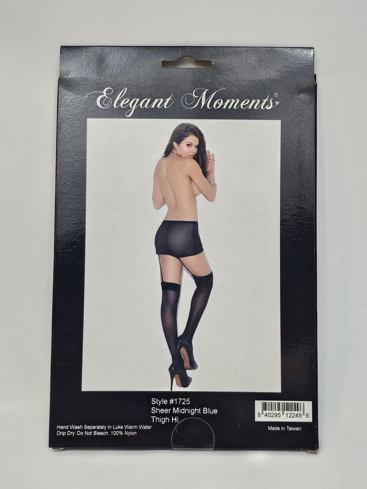 Sheer midnight blue thigh high