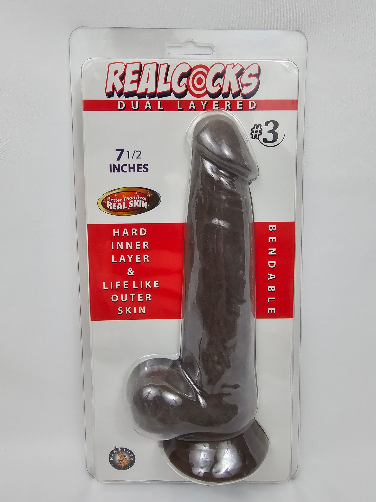 7.5 inch black dildo.