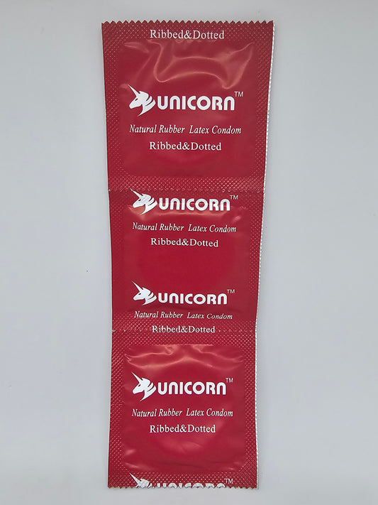 3 unicorn latex condoms.