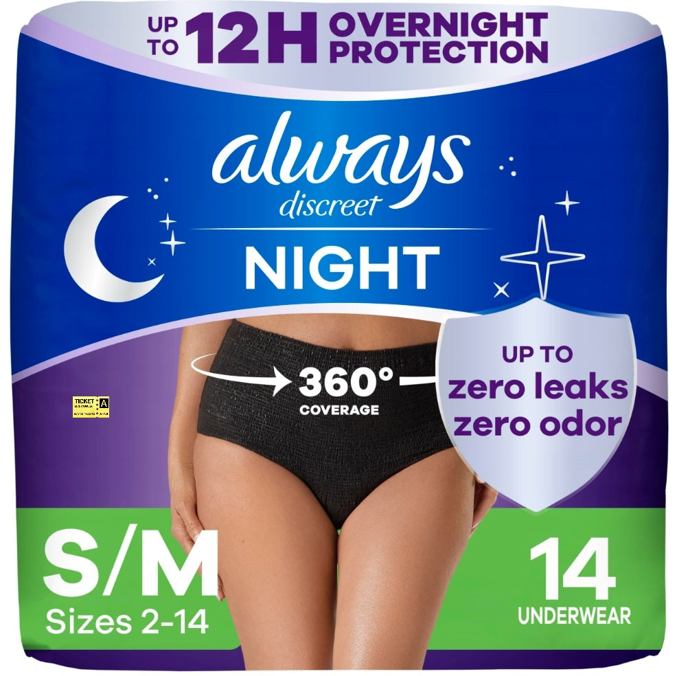 Always Discreet Adult Incontinence Overnight Underwear for Women