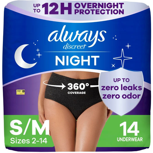 Always Discreet Adult Incontinence Overnight Underwear for Women