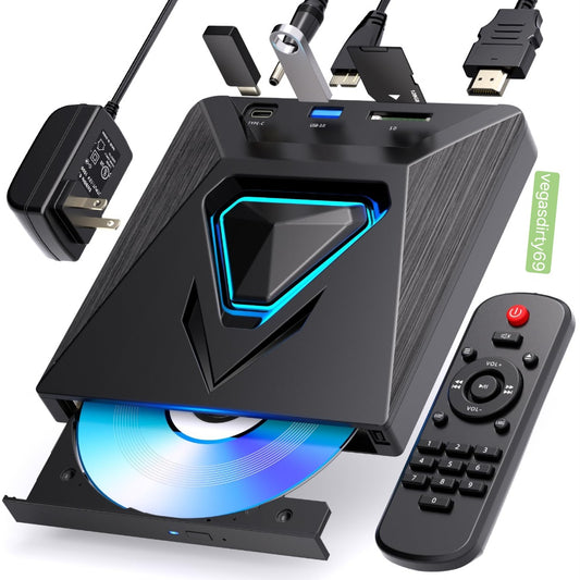6-in-1 DVD Player for TV-External Mini CD/DVD Drive with HDMI
