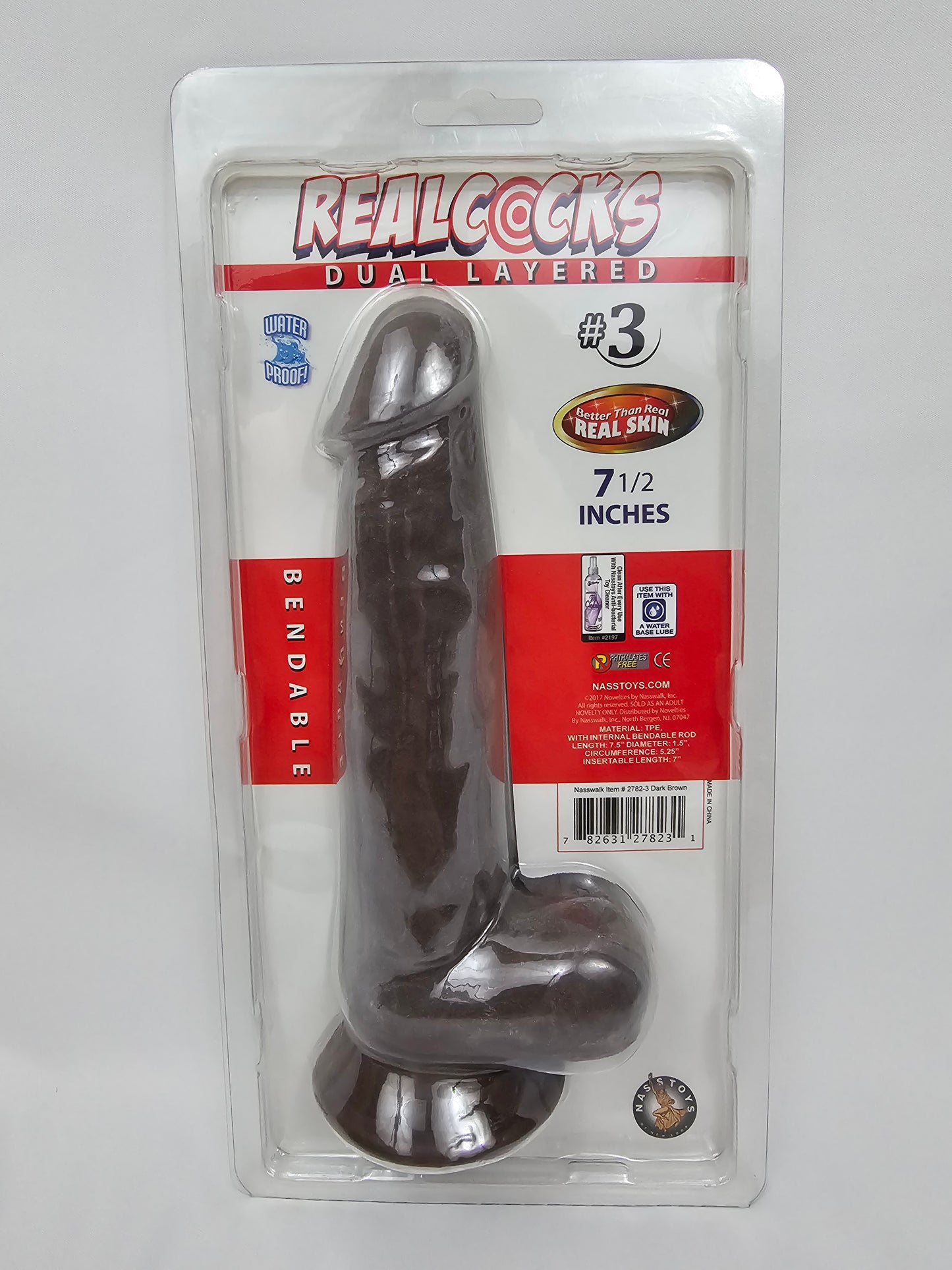 7.5 inch black dildo.